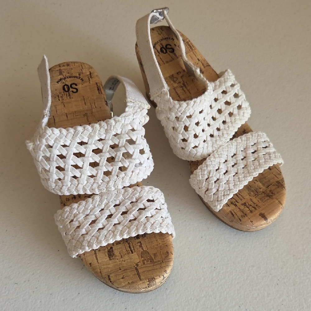 SO Girls White Woven Sandals